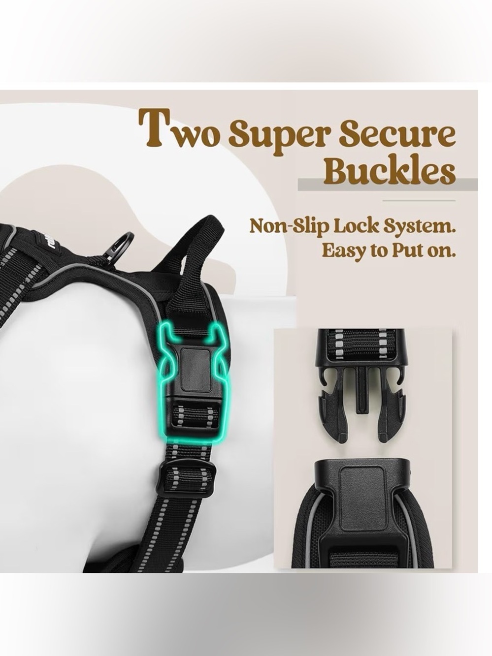 Dog Harness with 2 Leash Clips No-Pull Reflective Vest Size - Open Box - Large - Picture 4 of 9